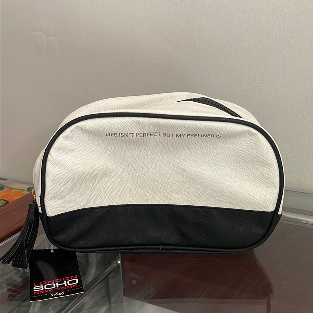 White and Black Makeup Bag with Dome Shape